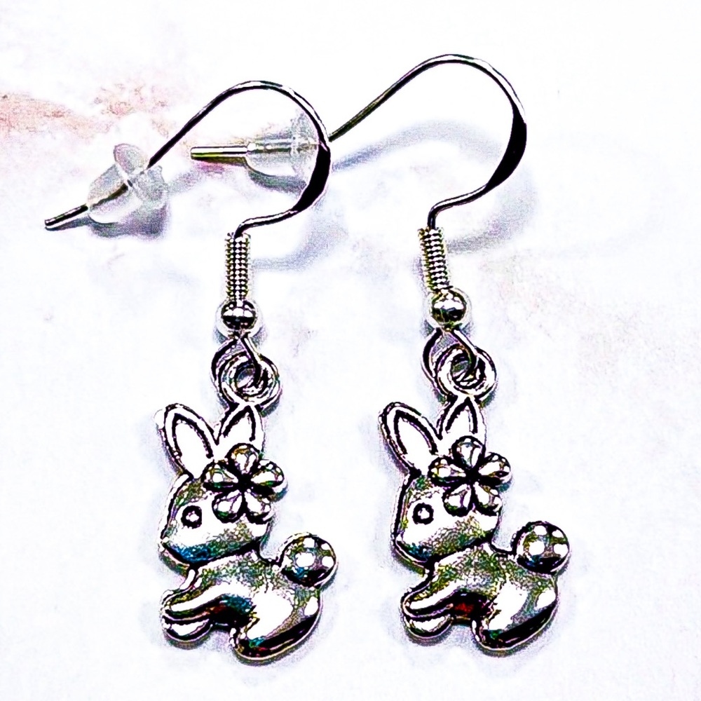 Handmade Sterling Silver Bunny Earrings!